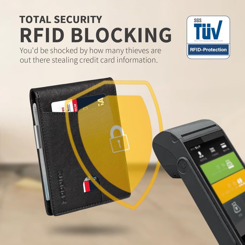 RUNBOX Slim Novelty Wallets for Men RFID Blocking 11 Card Holder Minimalist Small Leather Bifold Men's Front Pocket Wallet Gift Box - Image 4